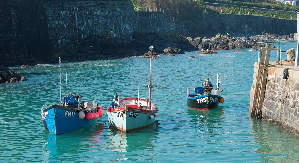 Coverack beach and harbour is a short drive away.