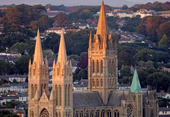 The sun setting on Truro Cathedral.