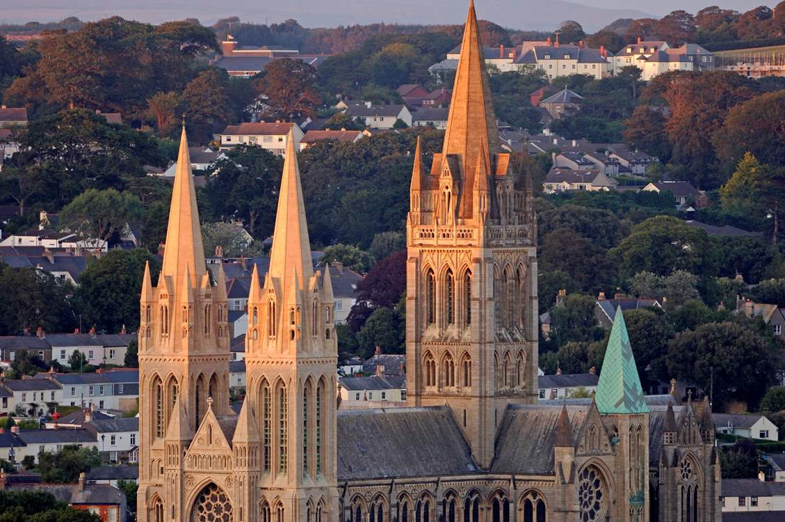 The sun setting on Truro Cathedral.