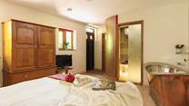 Relax in bed, or soak in the luxurious copper bath...the choice is yours.