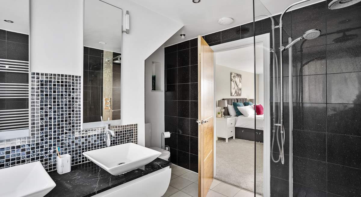 The en suite shower-room also has a lovely double vanity unit - what a treat.