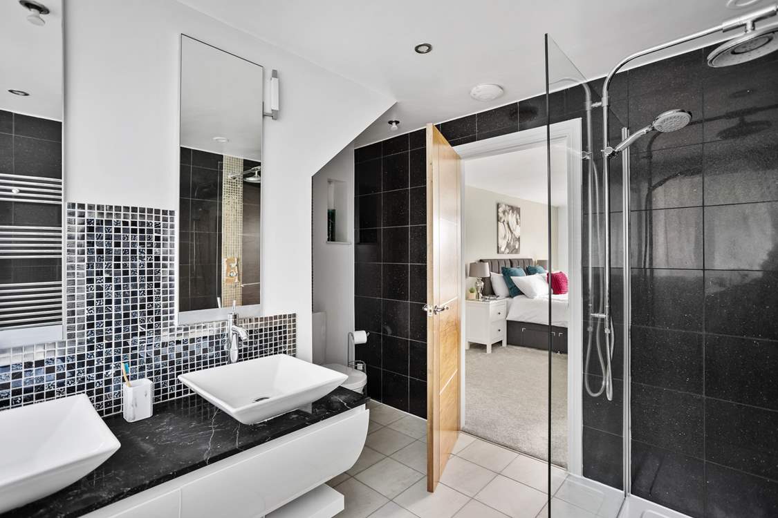 The en suite shower-room also has a lovely double vanity unit - what a treat.
