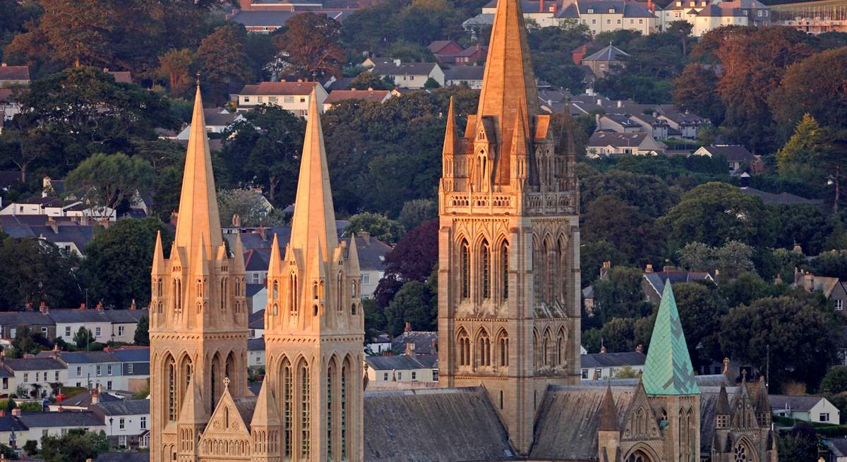 The sun setting on Truro Cathedral.