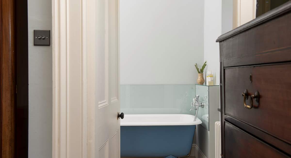 Enjoy leisurely soaks in the free-standing bath.