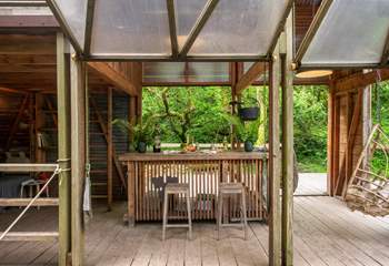 The breakfast bar is the perfect spot to enjoy your morning coffee. 
