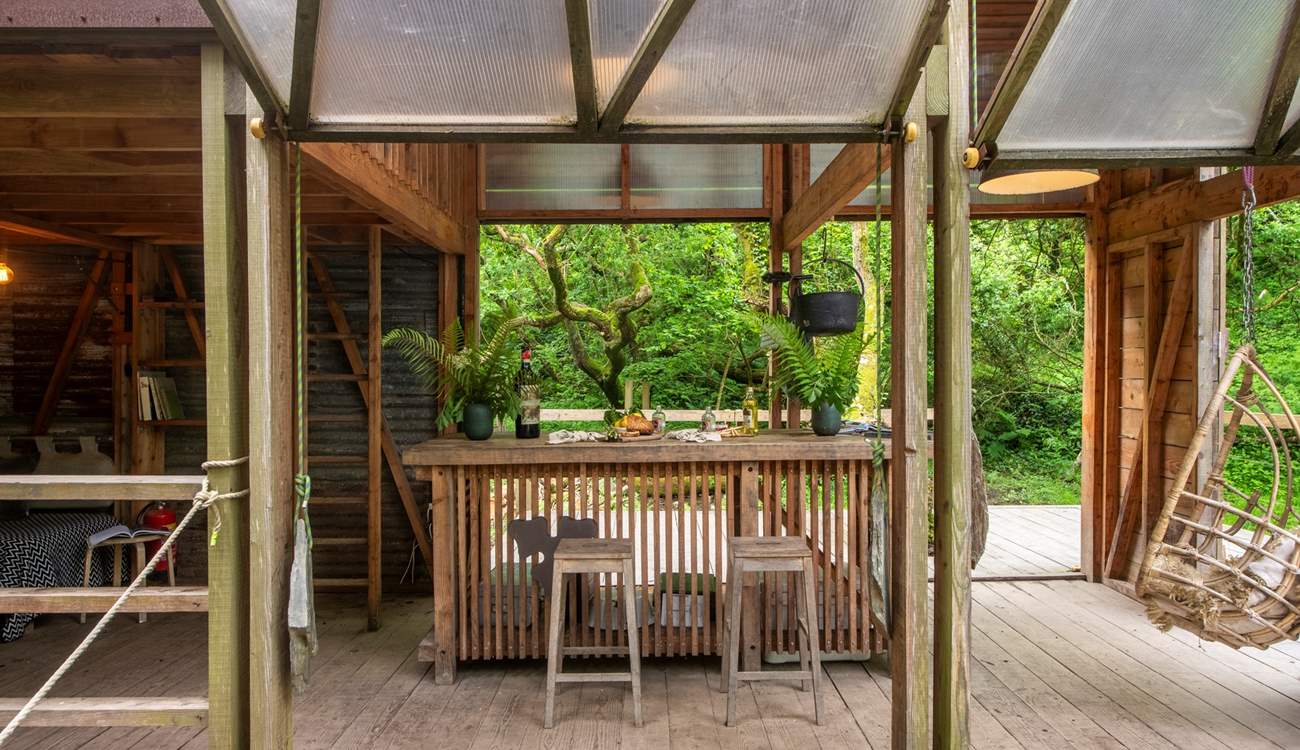 The breakfast bar is the perfect spot to enjoy your morning coffee. 