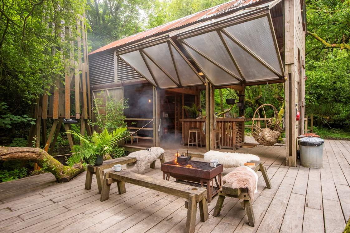 Koes cabin offers a stay in nature like no other. The sides of the cabin can be pulled down when you are ready for bed.