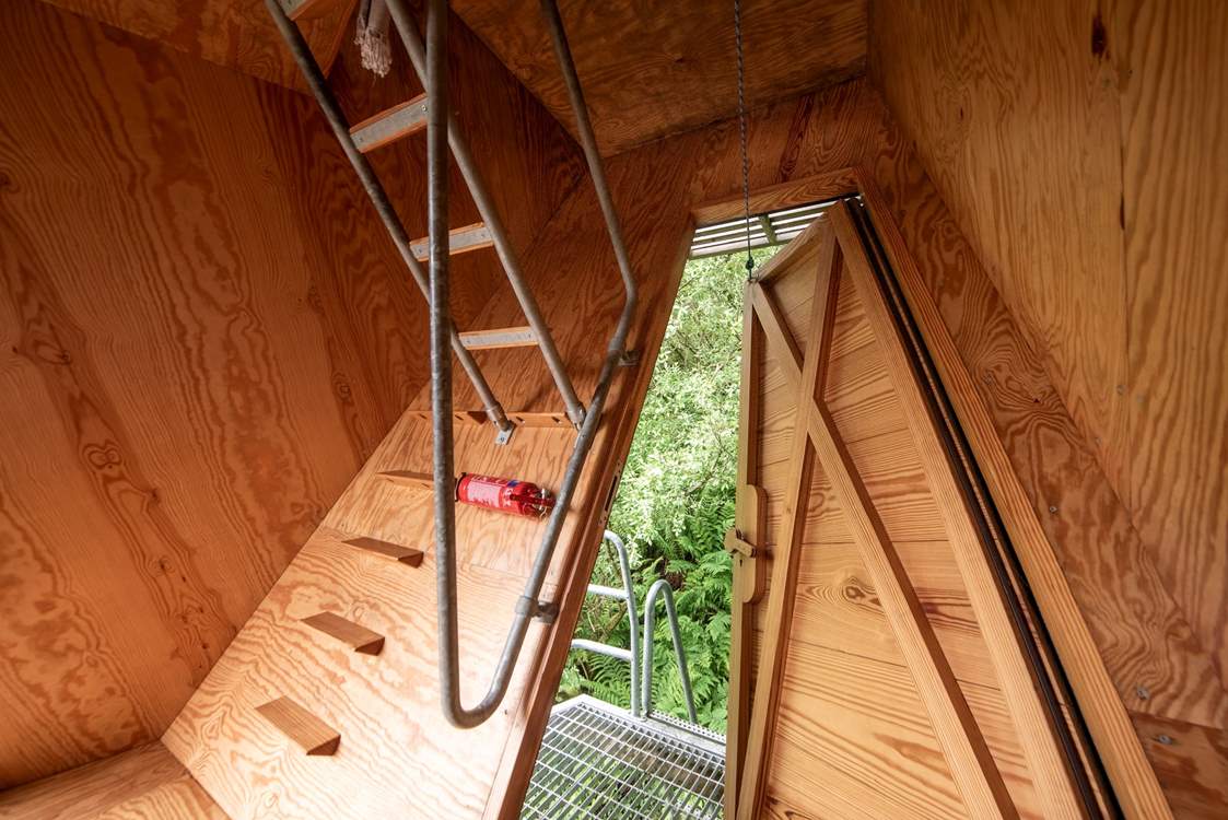 Take care when climbing up the ladder.