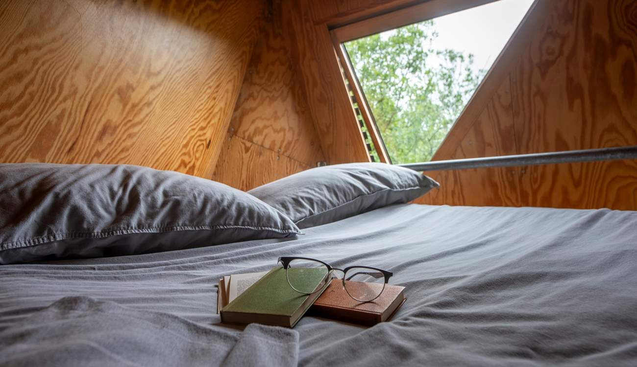 The double bed - perfect for stargazing. 