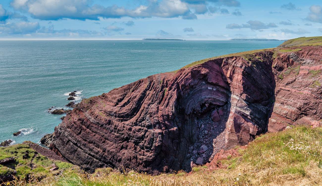 The rugged cliffs at St Ann's Head.