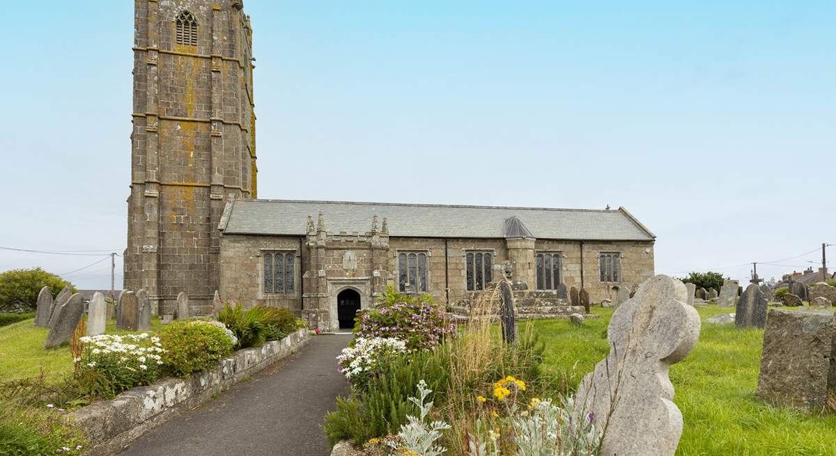 The 15th century St Buryan church in the village.