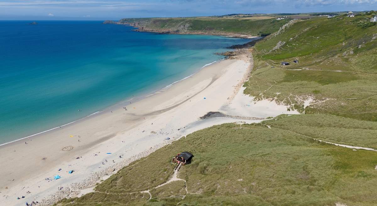 The stunning beach at Sennen is a surfers paradise, pack a picnic and have a perfect beach day.