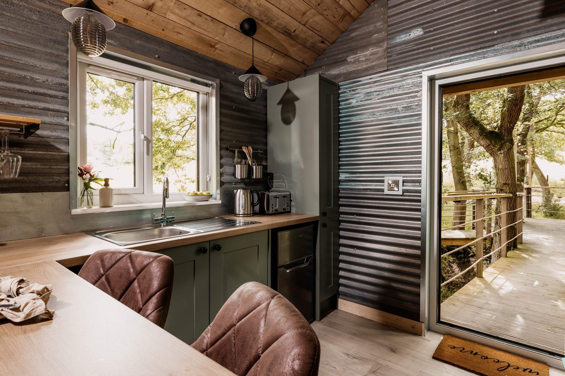 From the kitchen you can venture outside along the bridge to find...