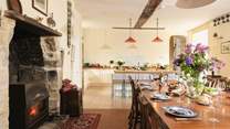 The view from the dining-area to the kitchen.
