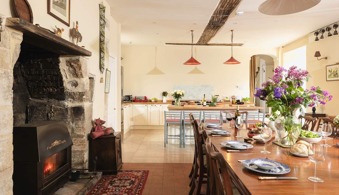 The view from the dining-area to the kitchen.