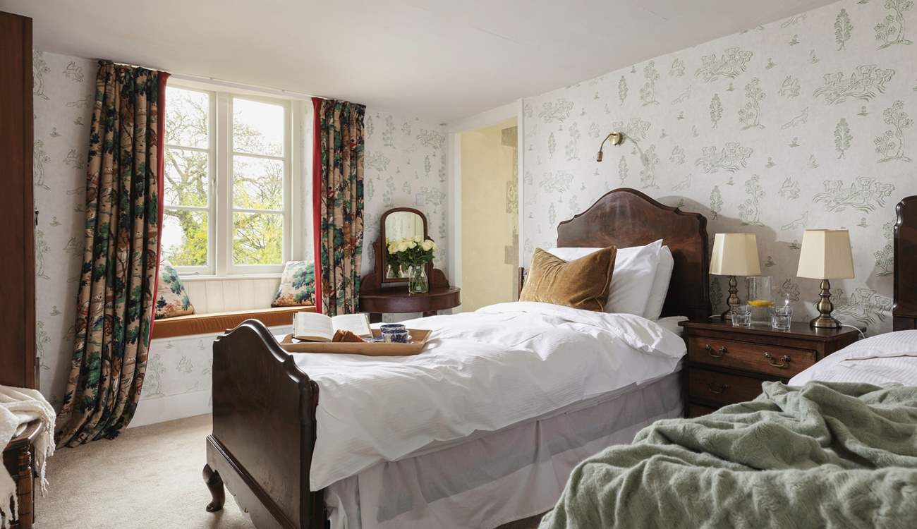 Another delightful window seat with views of the gardens.