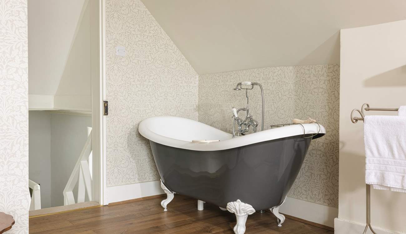 Relax in this luxurious free-standing bath.