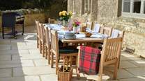 The outside dining-area is the perfect place to enjoy a feast with your family and friends.