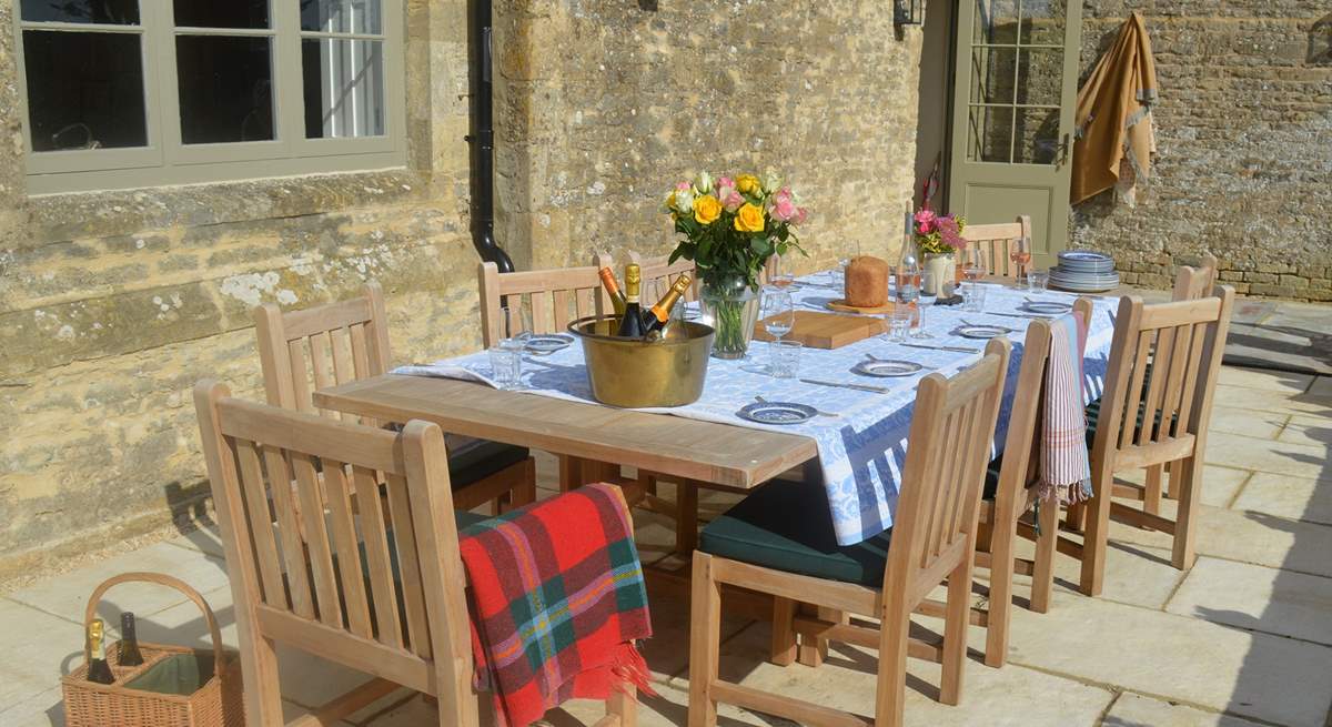 The outside dining-area can be accessed from the kitchen.