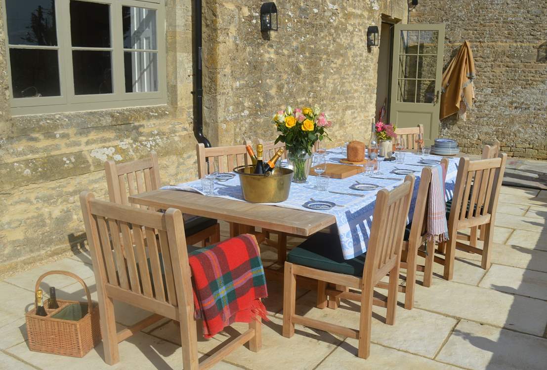The outside dining-area can be accessed from the kitchen.