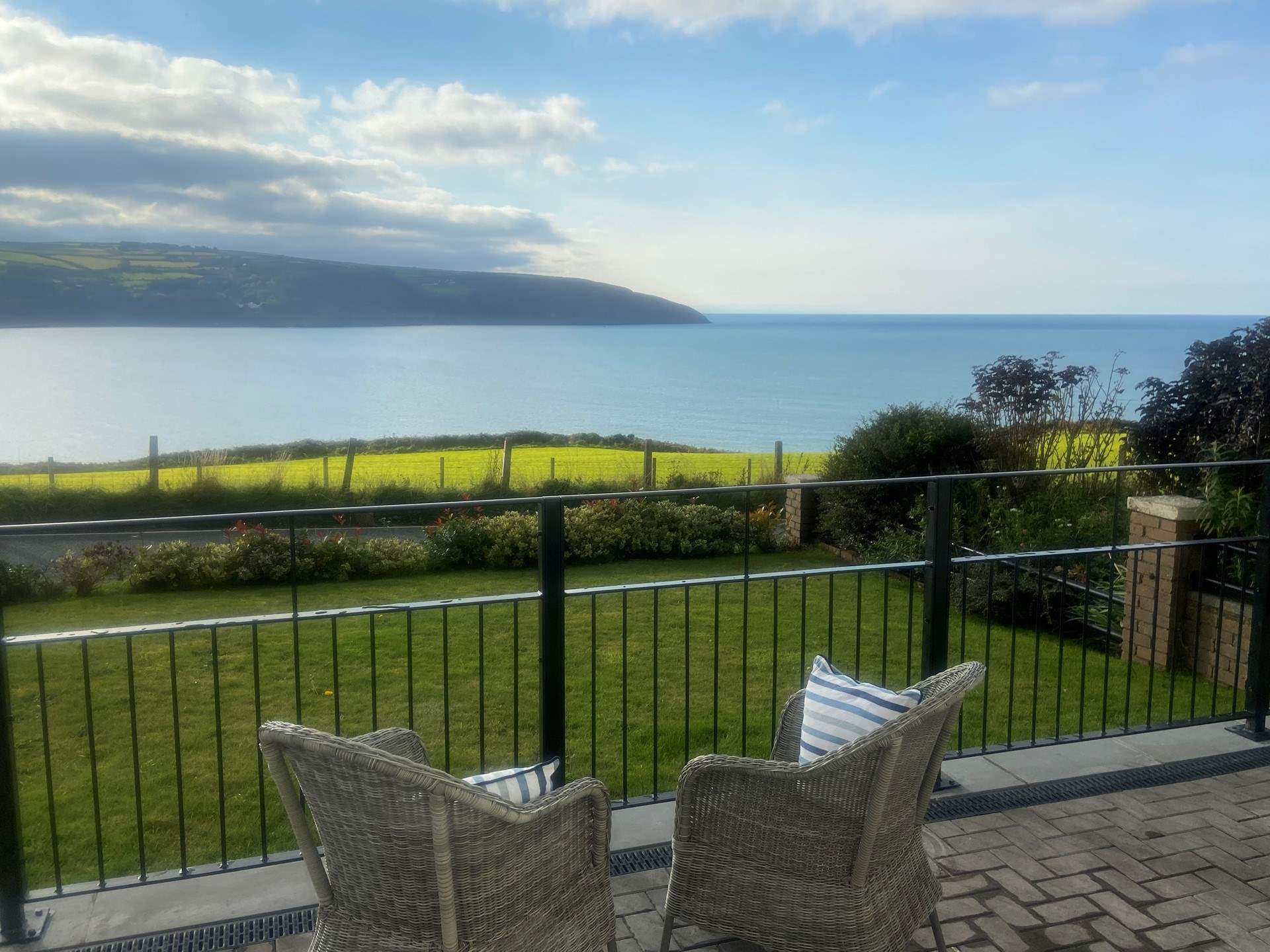 Take in the captivating sea views from the front terrace after relaxing in the hot tub.  