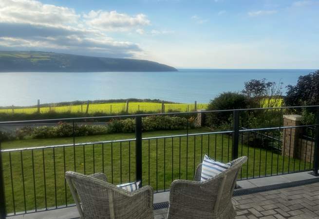 Take in the captivating sea views from the front terrace after relaxing in the hot tub.  