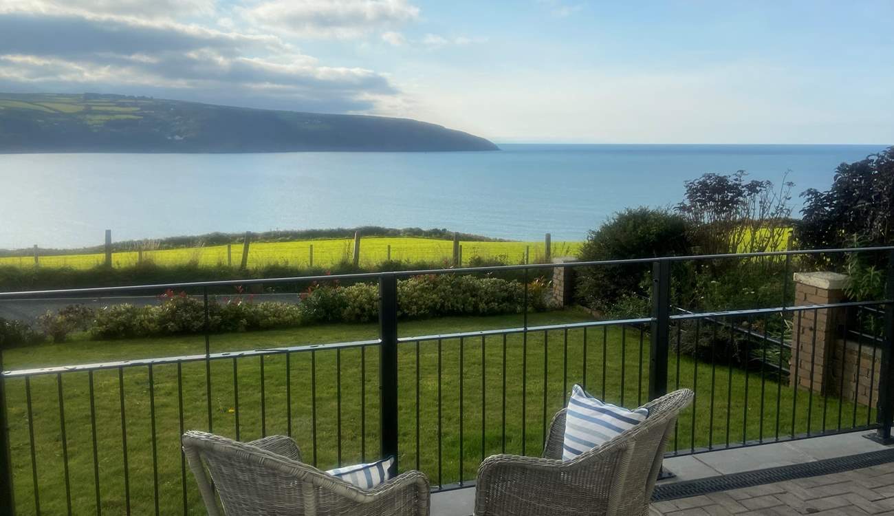Take in the captivating sea views from the front terrace after relaxing in the hot tub.  