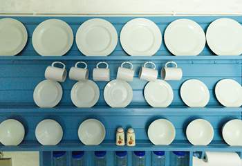 Plenty of crockery for your use.