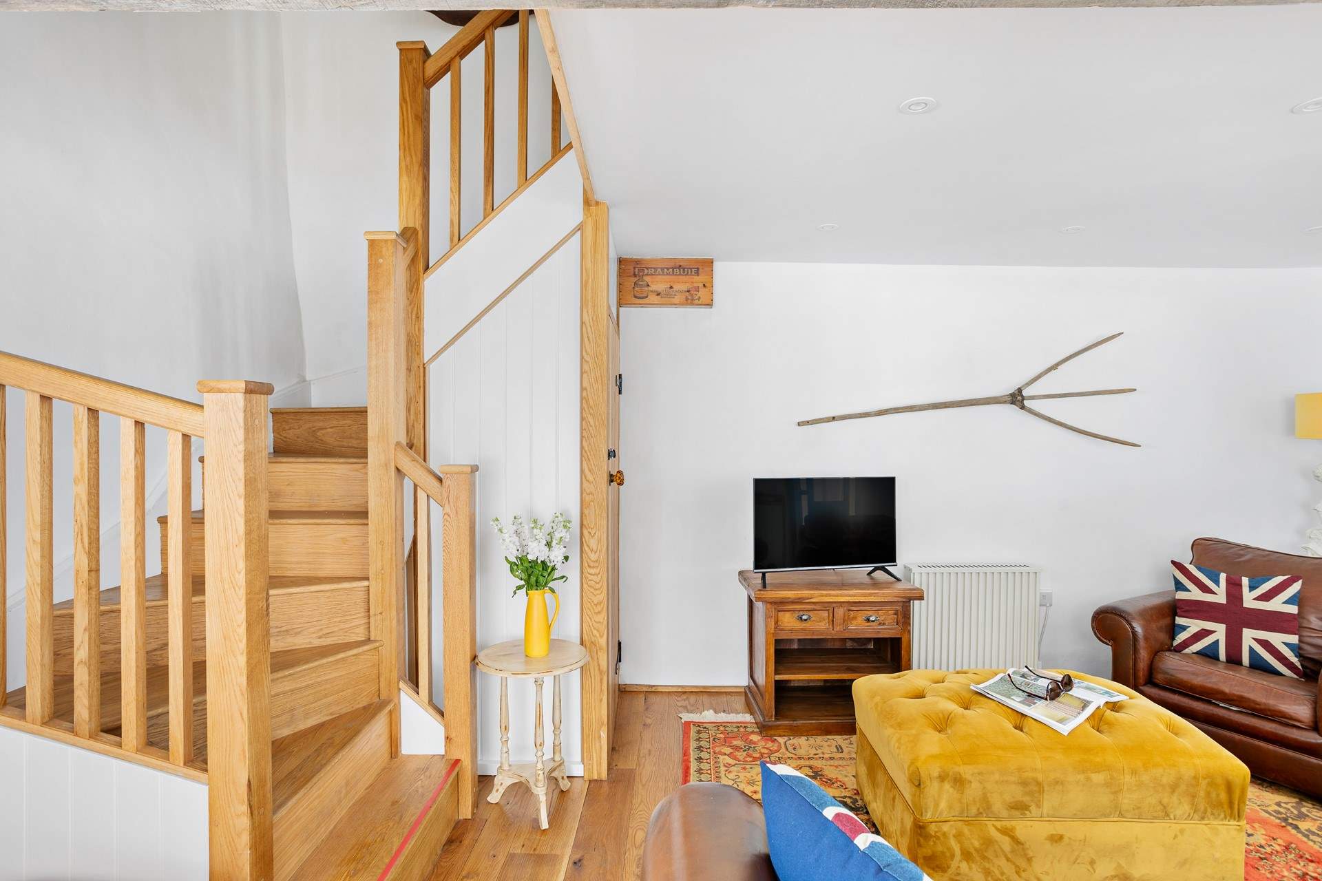 Head up the stairs to find the two bedrooms and family bathroom.