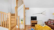 Head up the stairs to find the two bedrooms and family bathroom.