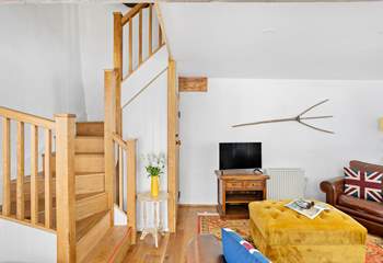 Head up the stairs to find the two bedrooms and family bathroom.