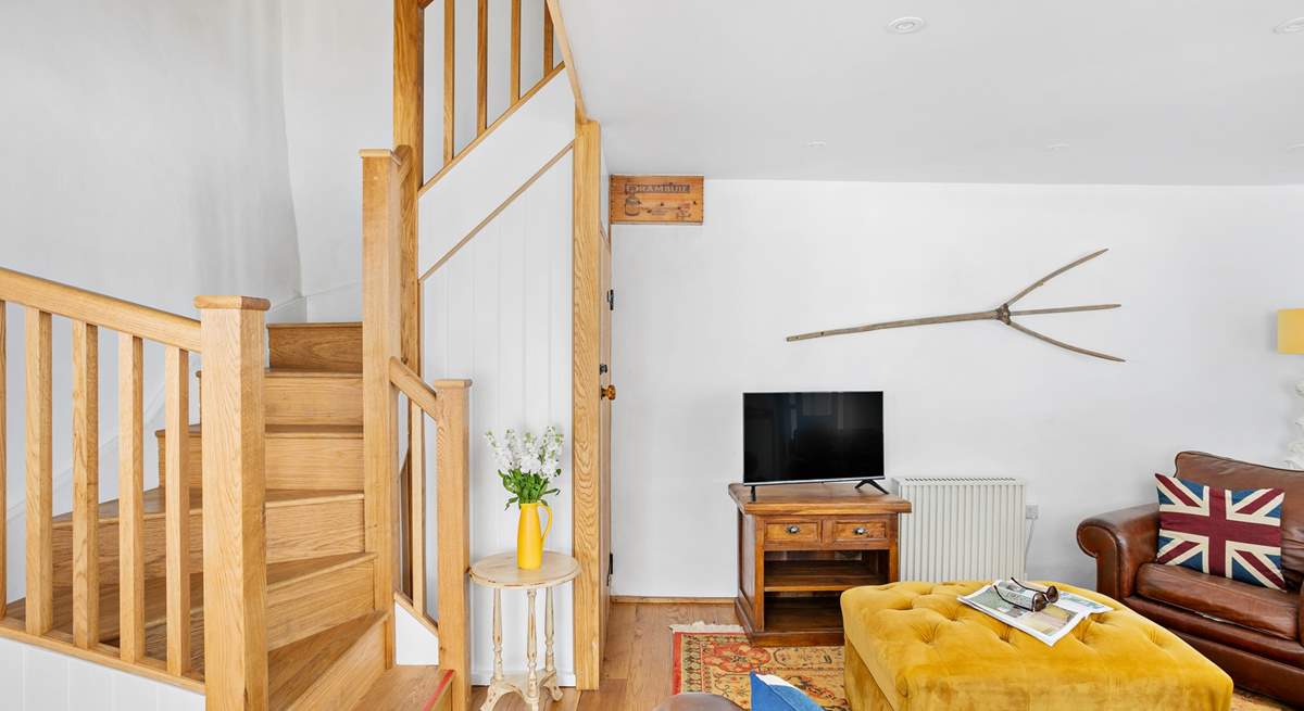 Head up the stairs to find the two bedrooms and family bathroom.