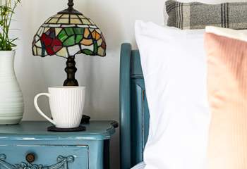 Gorgeous muted tones create a calming room.