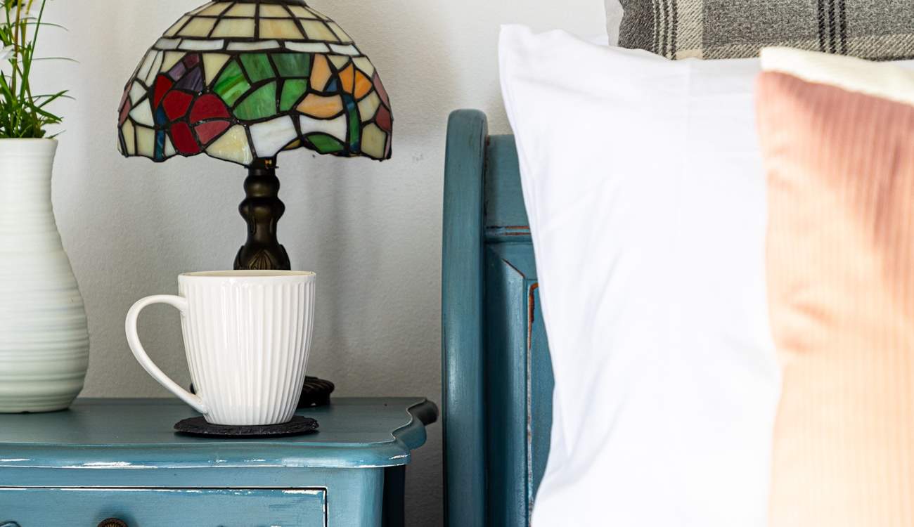 Gorgeous muted tones create a calming room.