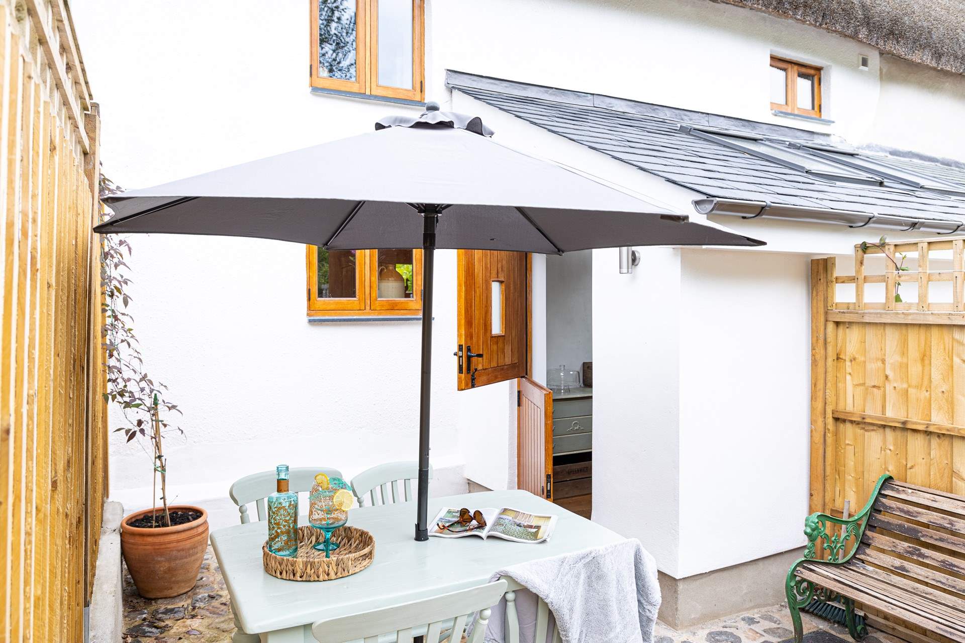 You have a small enclosed courtyard area however there's a further five acres of land to enjoy with your four-legged friends. 