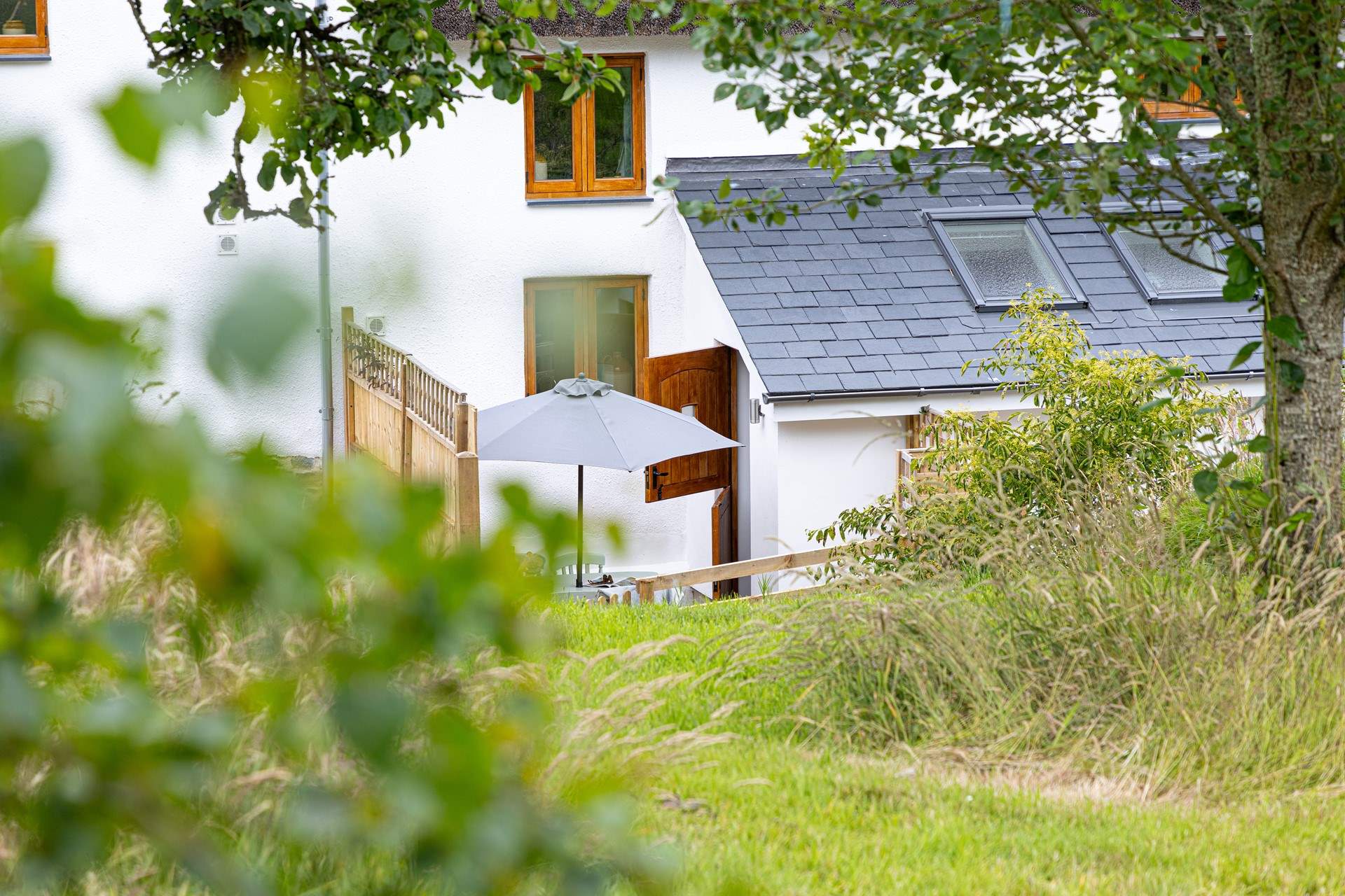 Head up through the garden or out across the wildflower meadow for your morning walk with the dogs.