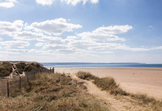 The golden sands at Westward Ho! on the north Devon coast.