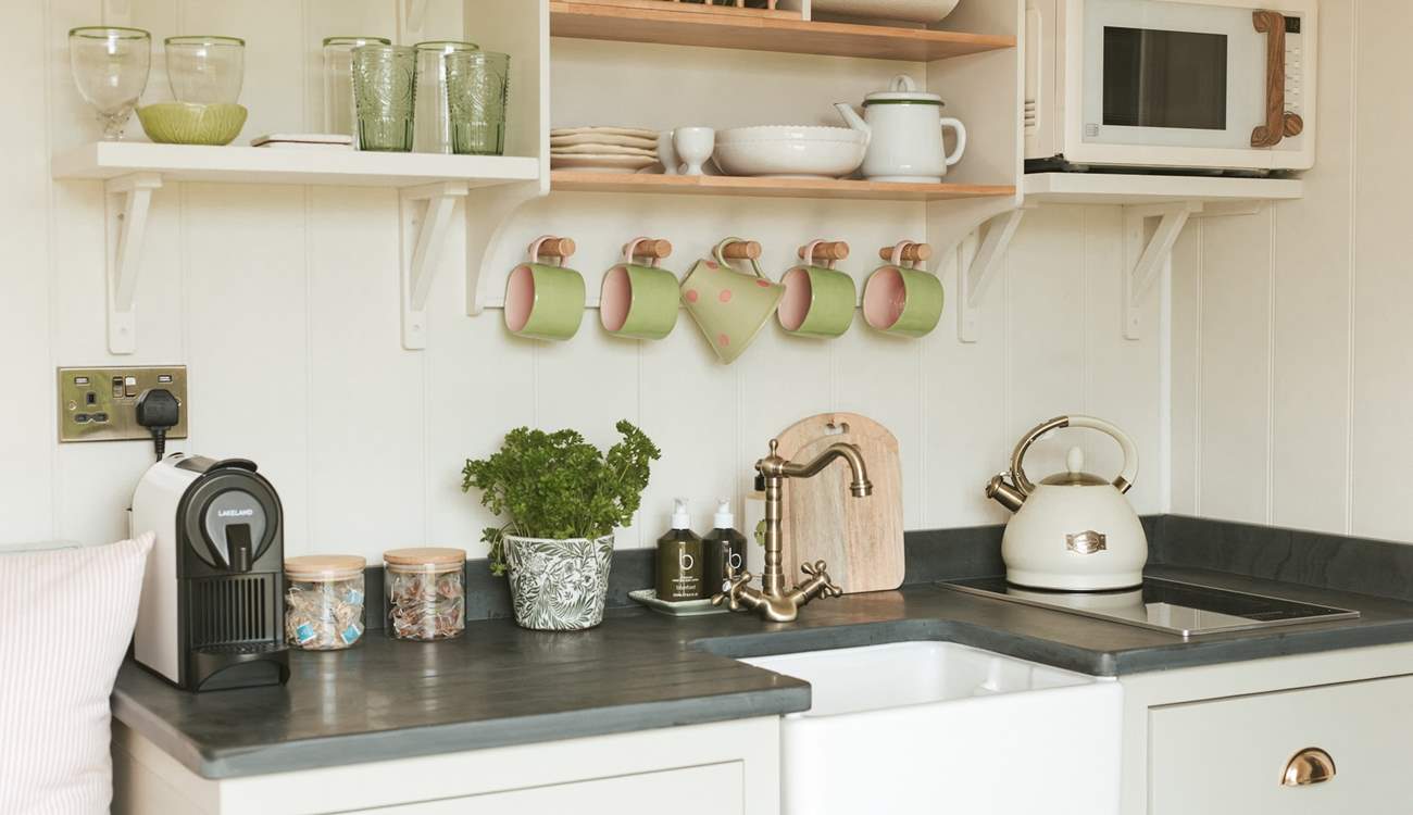 The kitchen is well-equipped at this heavenly hideaway. 