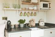 The kitchen is well-equipped at this heavenly hideaway.
