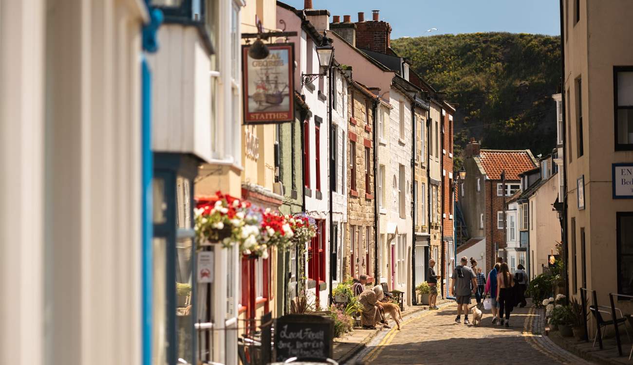 Stroll down the cobbled streets of Staithes.