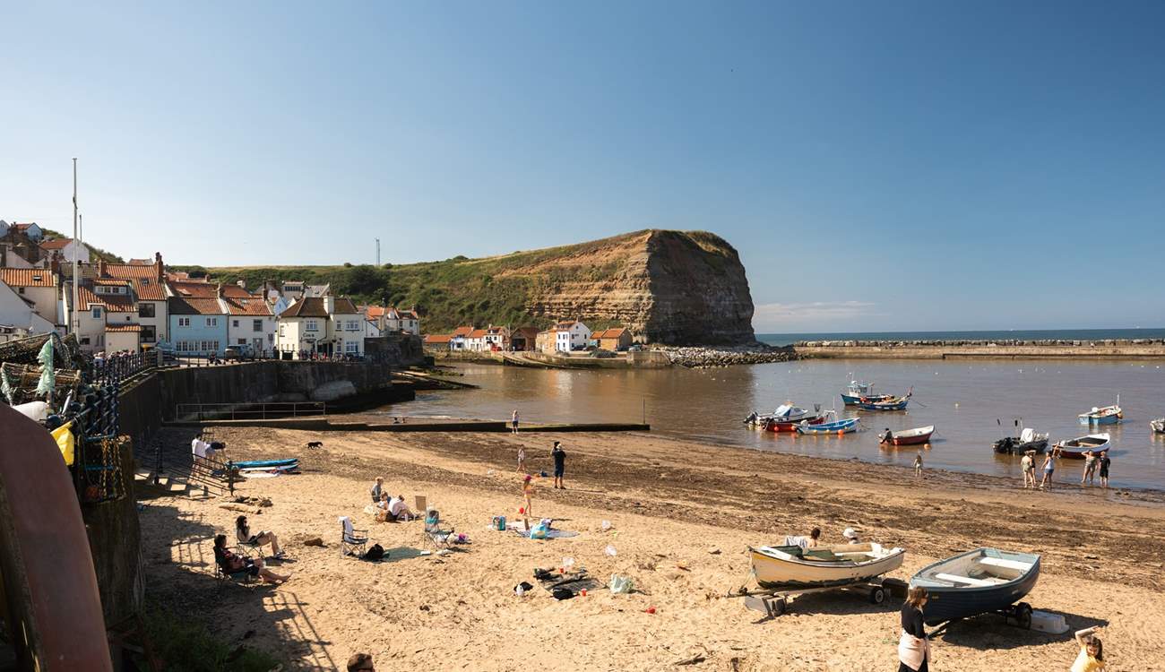 The gorgeous beach at Staithes.