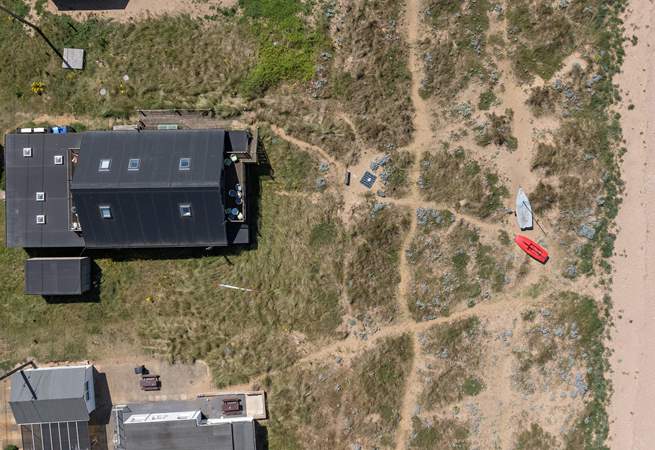 A bird's eye view towards the sea.
