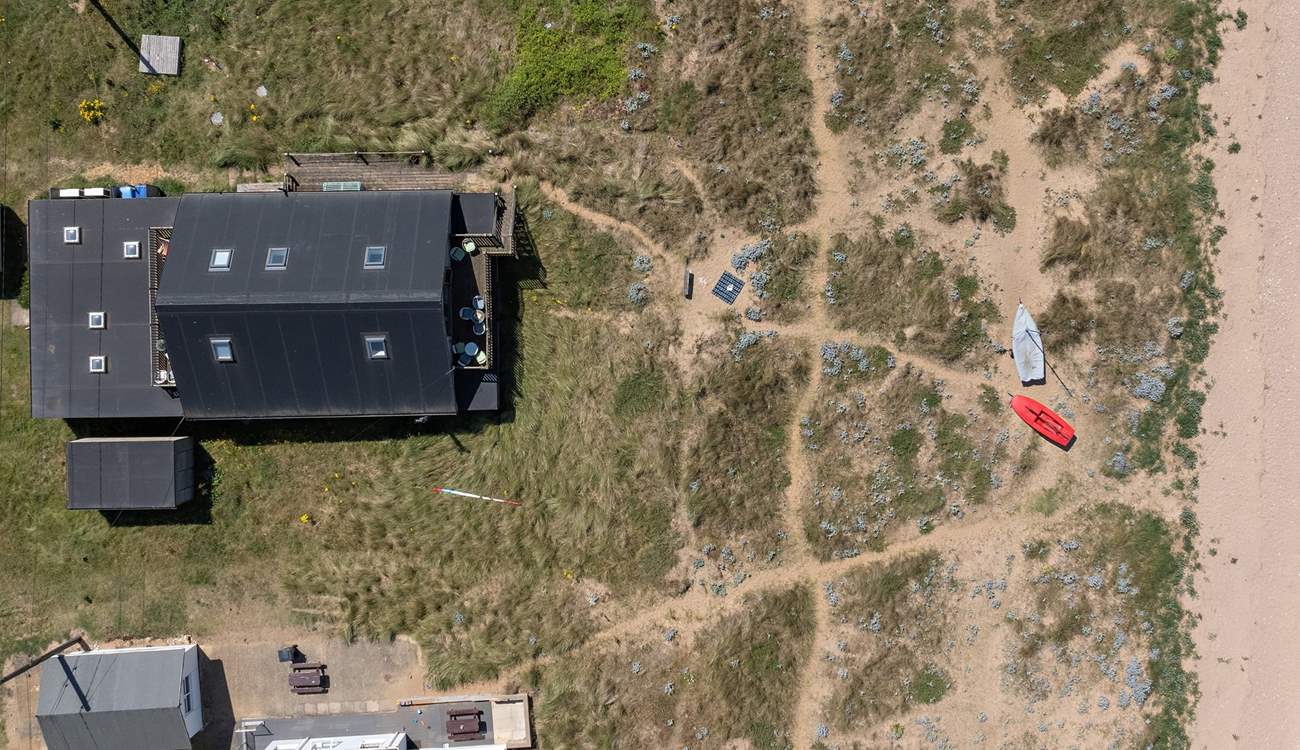 A bird's eye view towards the sea.