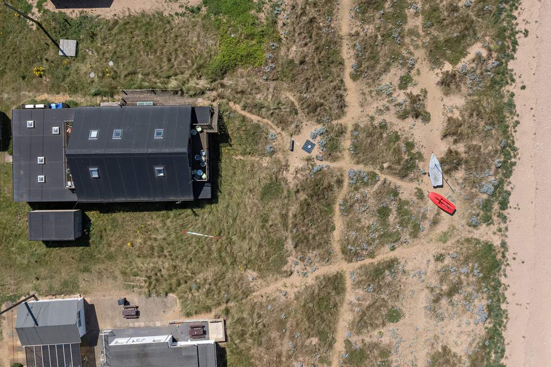 A bird's eye view towards the sea.