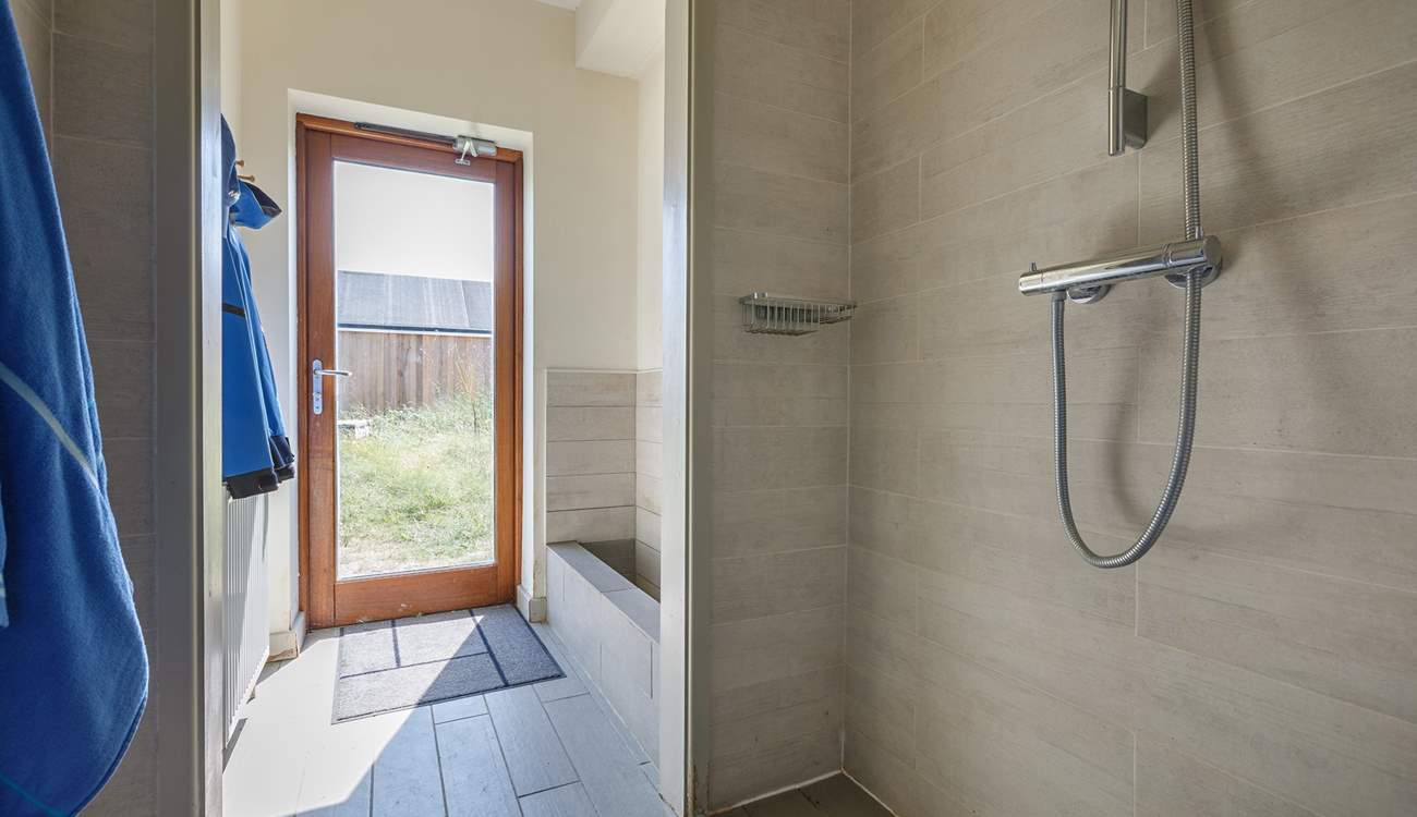 Wash off your sandy toes or take a shower straight from the beach!