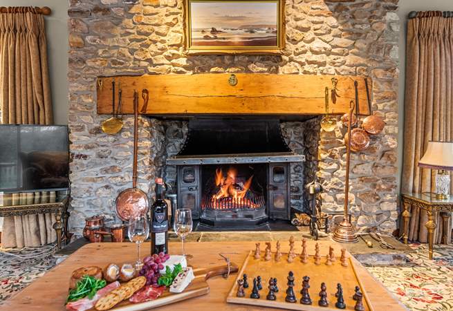 The magnificent wood-burner complements any evening.