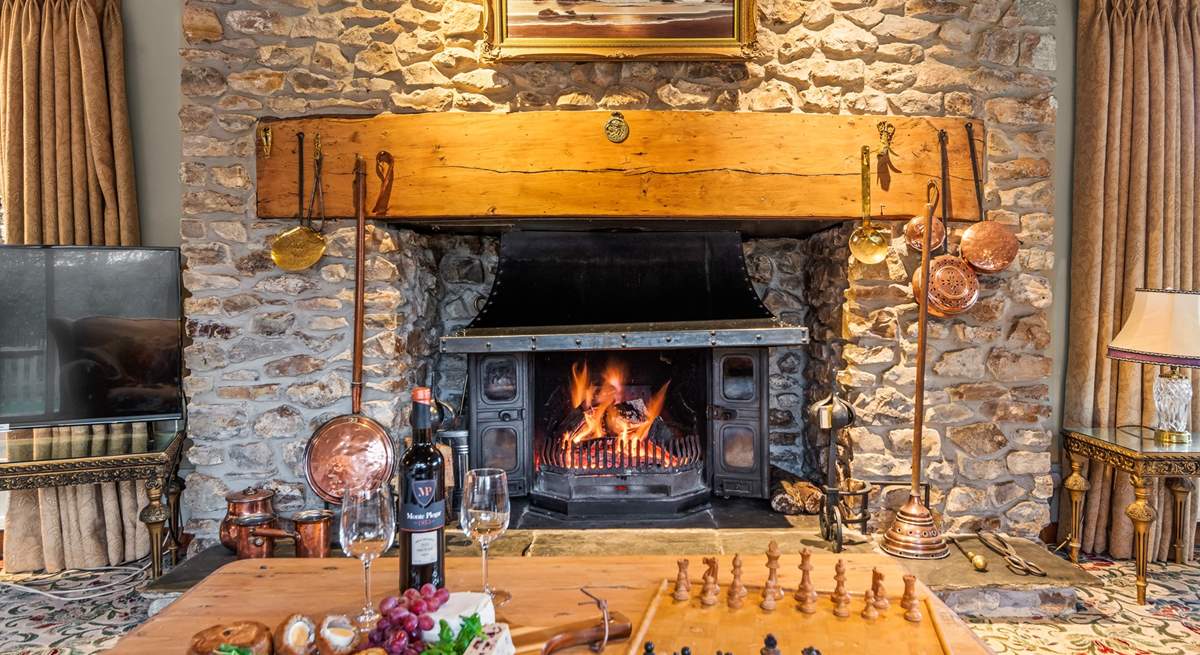The magnificent wood-burner complements any evening.