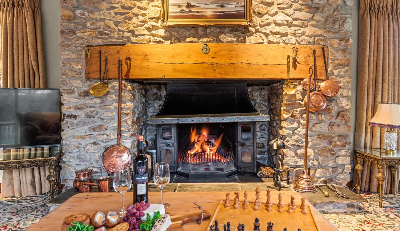 The magnificent wood-burner complements any evening.