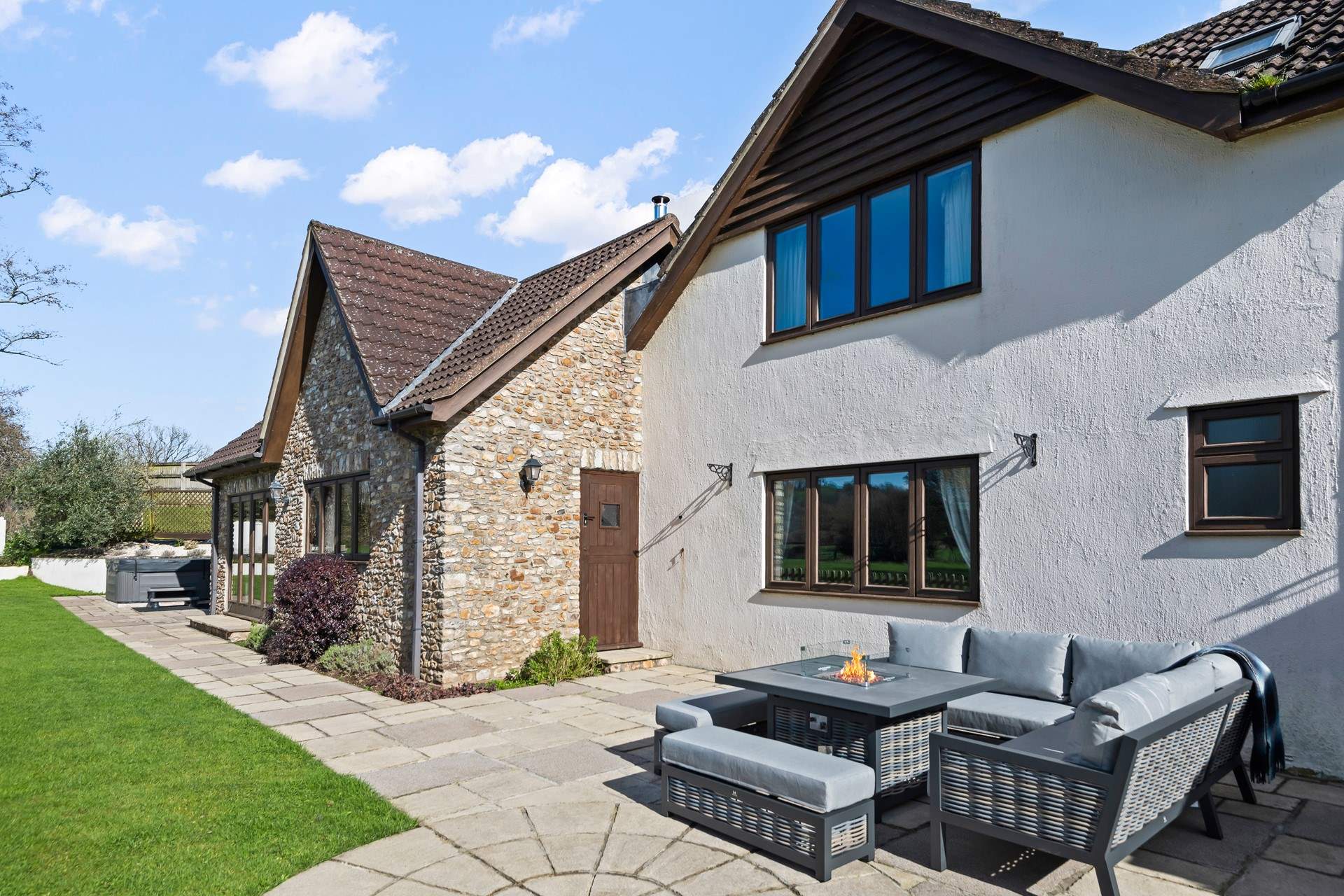 Your patio and lawn area are such a pleasant spot to sit on a sunny day.