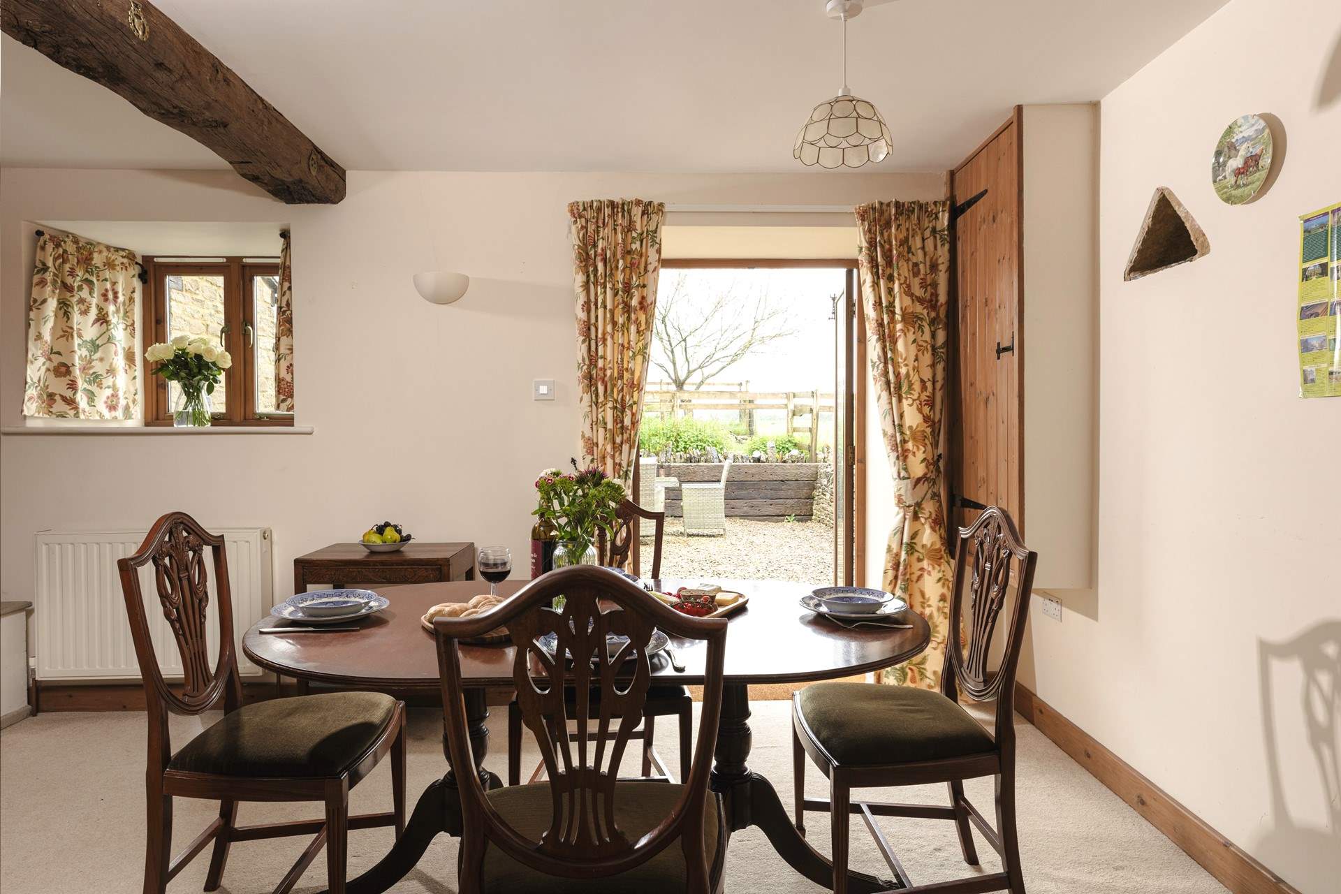 French doors lead out to the gravelled garden.
